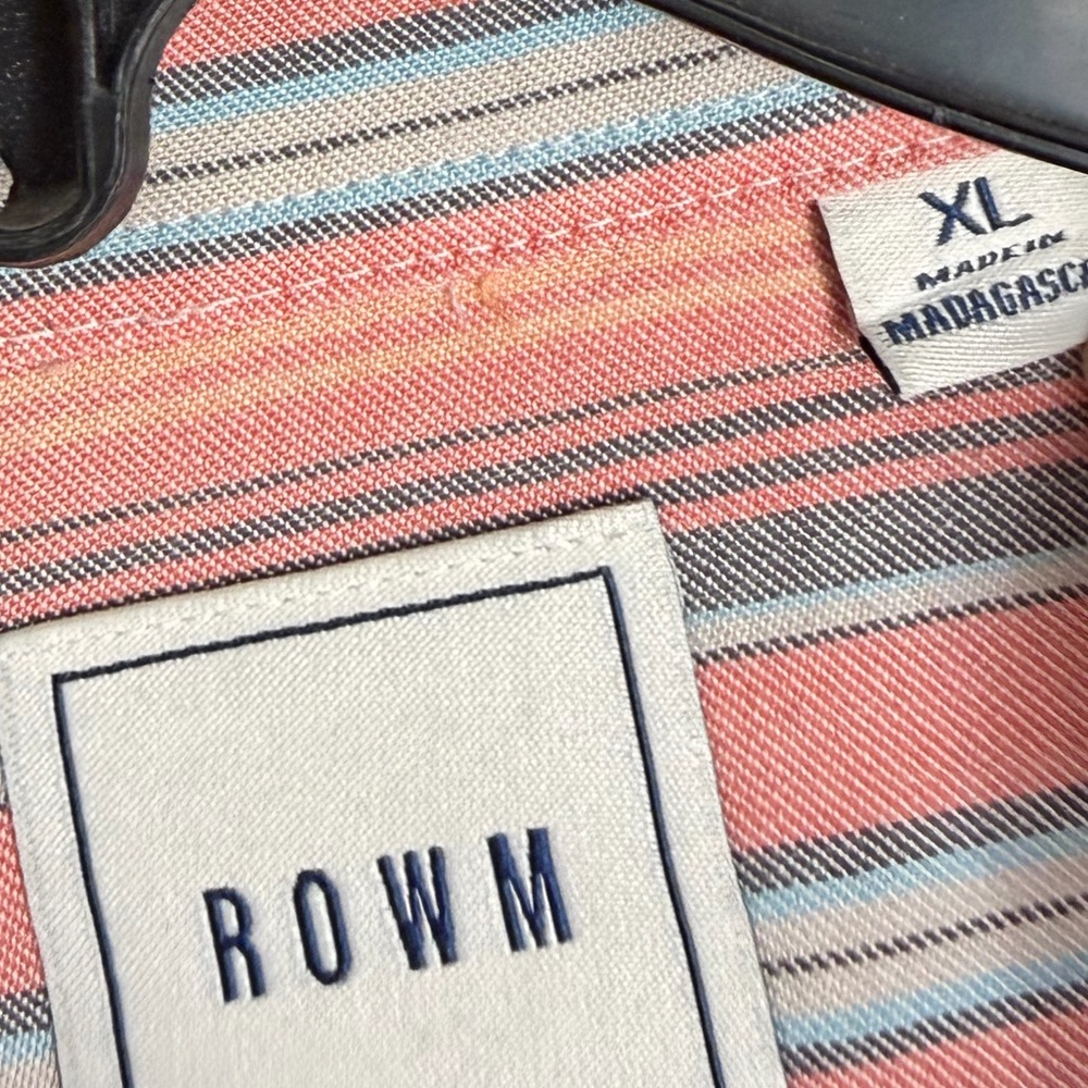 ROWM Men's Short Sleeve Striped Shirt Cotton Multi Color Orange XL zarape print - Picture 4 of 10